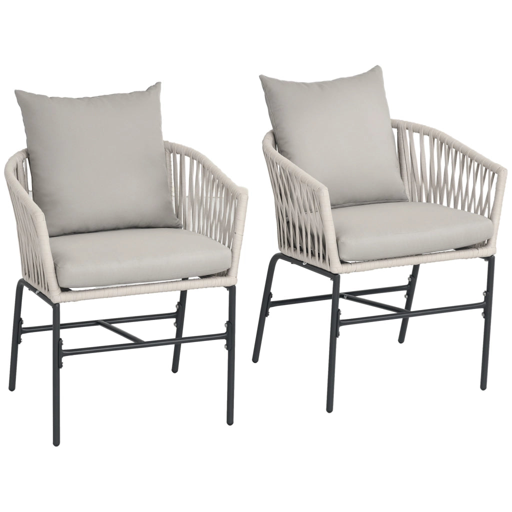 Set 2 Sedie da Giardino Stile Boho ¨C Xylo ¨C Con Cuscini Seduta Beige Metallo