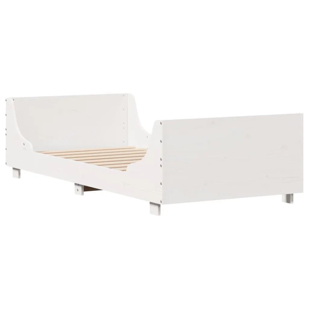 Letto singolo | Letto per adulti | Giroletto senza Materasso Bianco 100x200 cm Legno Massello Pino