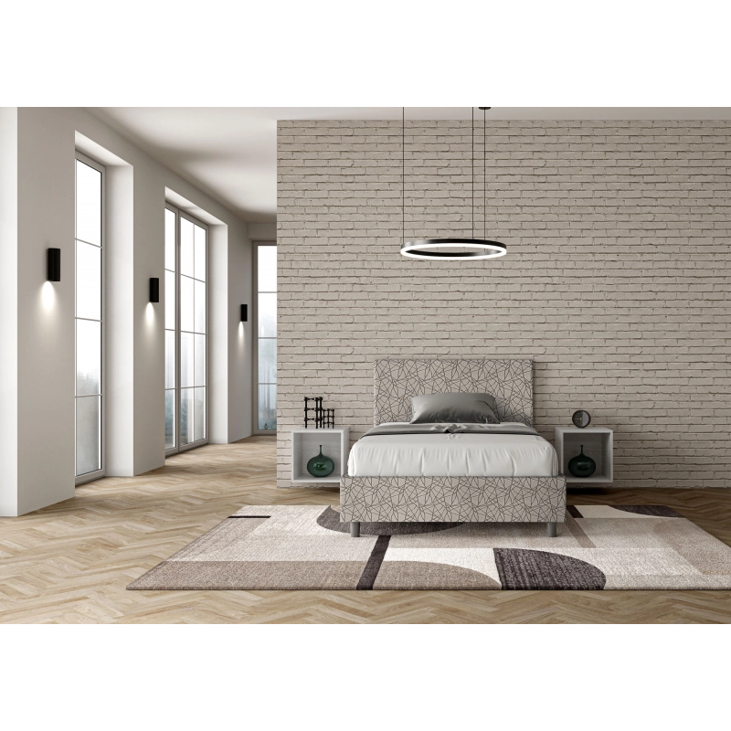 Letto imbottito 1 piazza e mezza 120x200 cm tessuto Era Adele - Senza rete,Grigio