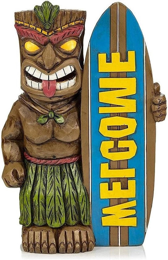 Benvenuto scultura per esterni decorazione di giardino - Pannello da surf - Design tropicale - 5 x 10 x 15 cm