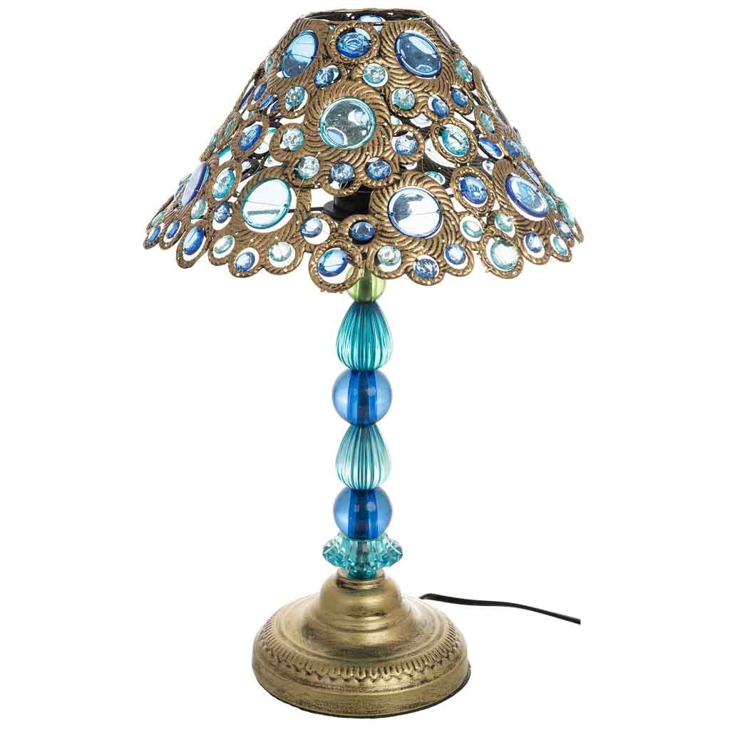 Lampada in metallo blu con vetro acrilico colorato 30x47.5h cm