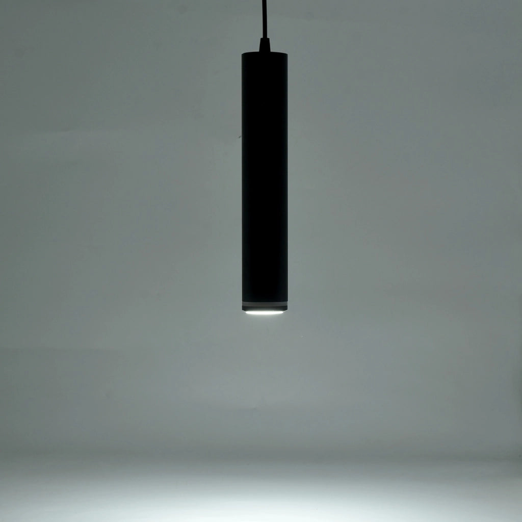 LAMPADARIO A SOSPENSIONE CILINDRICO IN ALLUMINIO NERO CON ATTACCO GU10 - DESIGN MODERNO E MINIMALISTA PER INTERNI IDEALE PER CUCINA SOGGIORNO UFFICIO E STUDIO