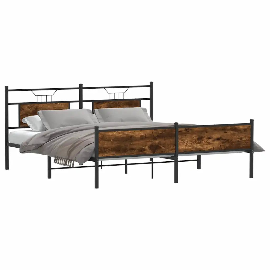 Giroletto senza Materasso in Metallo-Struttura Letto Rovere Fumo 160x200 cm 557443