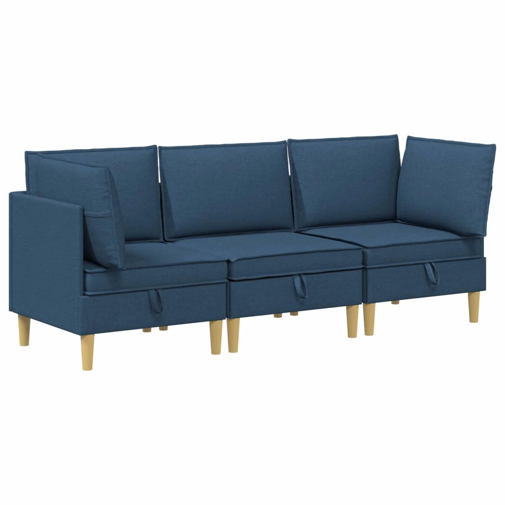Set di mobili per il soggiorno con cuscino 3 pcs Blu Tessuto 3413713
