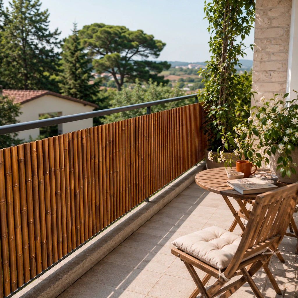 Arella In Bamboo Carbonizzato Ø 20-30 mm Recinzione Frangivista Ombreggiante Per Giardino Balcone Terrazzo Privacy Esterno Naturale  140 x 250 CM