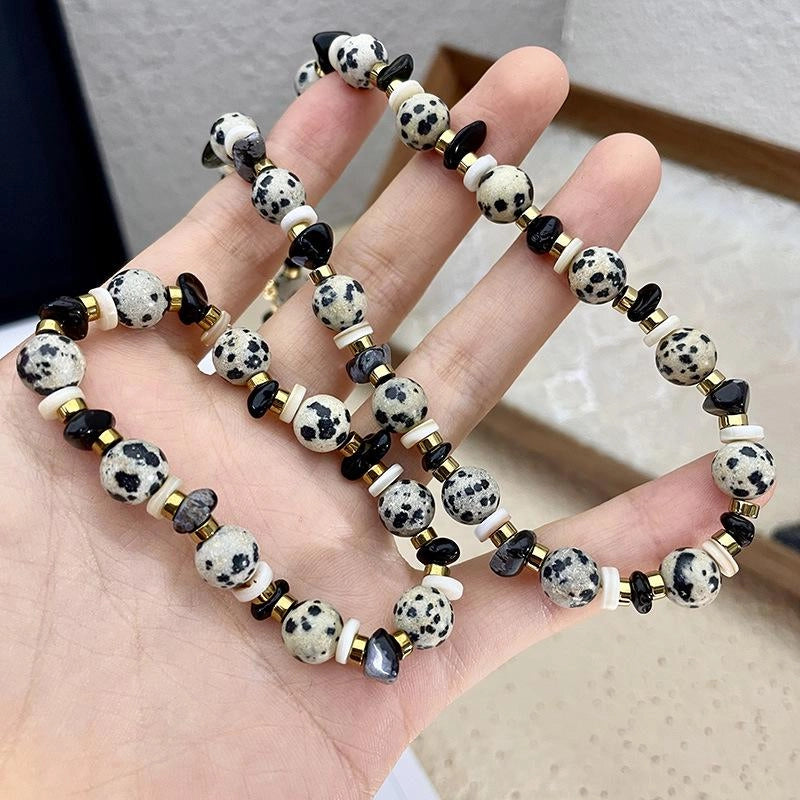 Collana di perline di pietra naturale, nuova, fatta a mano, regalo di Natale o di compleanno.