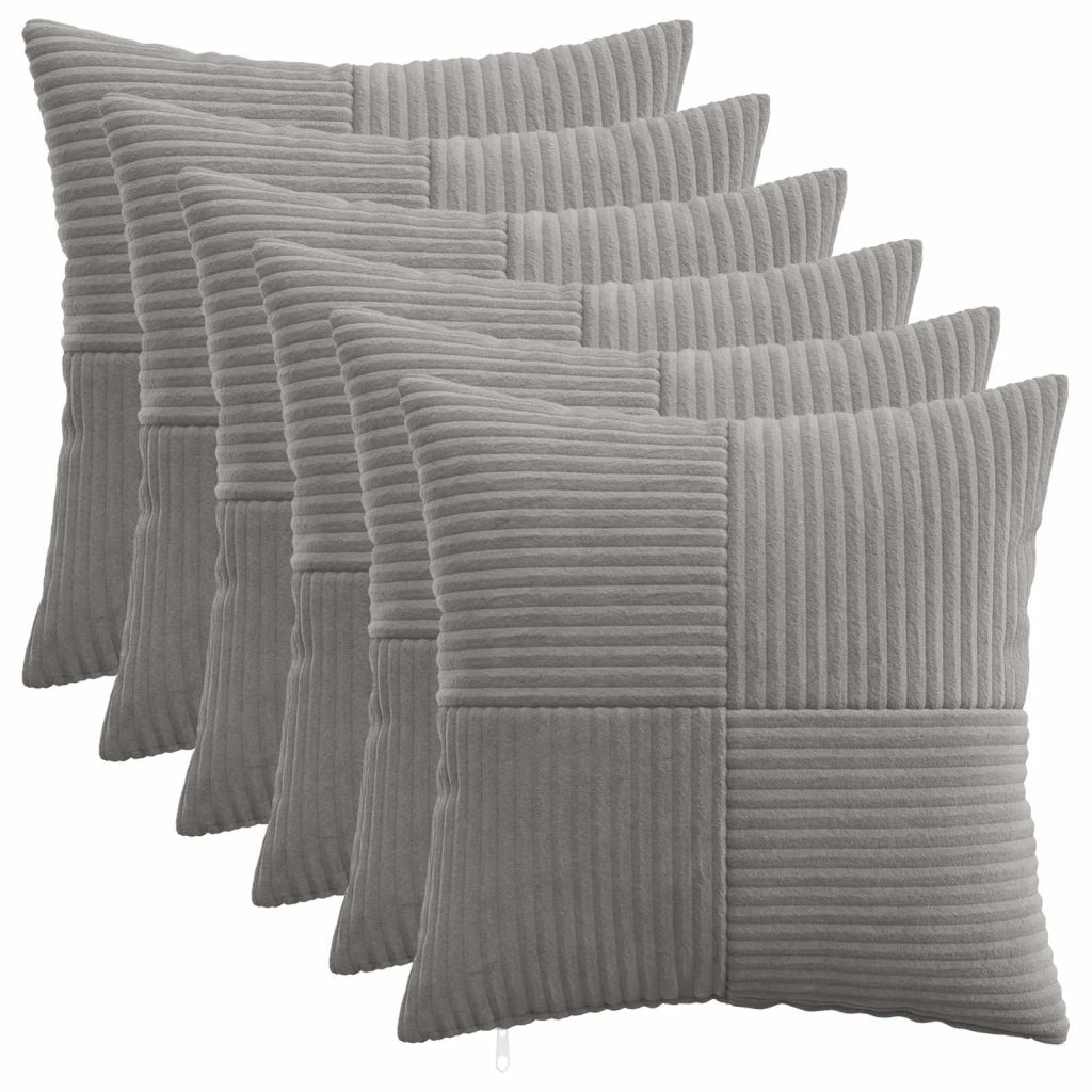 Federa 6 pcs ALMELO Grigio Chiaro 35 x 35 cm corduroy 914054