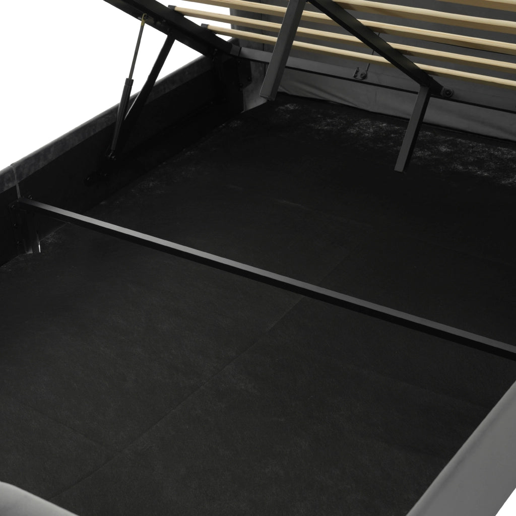 DESMIU Letto contenitore 140 × 200 cm 2 posti con LED, USB e Type C, senza materasso, in velluto, grigio