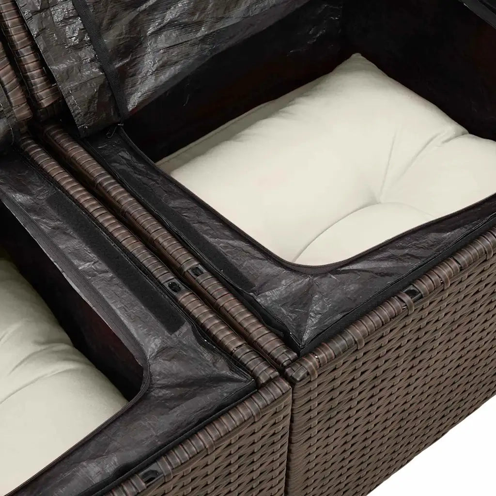 Set di divani con cuscino 7 pcs Marrone e Crema polyrattan 3355317