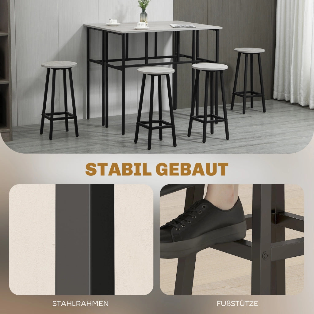 Set tavolo bar 6 pezzi ¨C Minimal ¨C grigio + nero