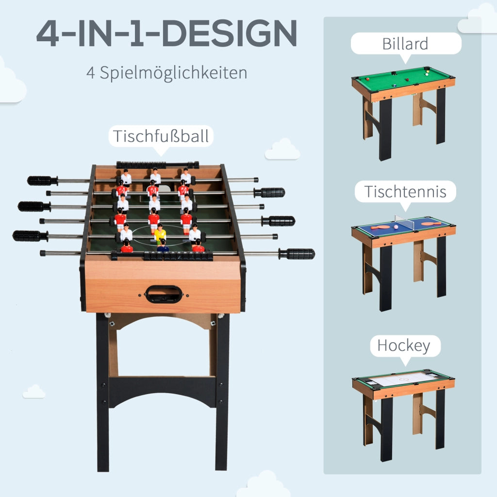 Tavolo da gioco multifunzione 4 in 1: calcio balilla, hockey da tavolo, ping pong, biliardo - Tavolo da gioco multifunzionale 87x43x73cm per