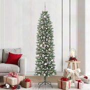 Albero di Natale Artificiale Sottile Verde e Bianco 210 cm 3395307