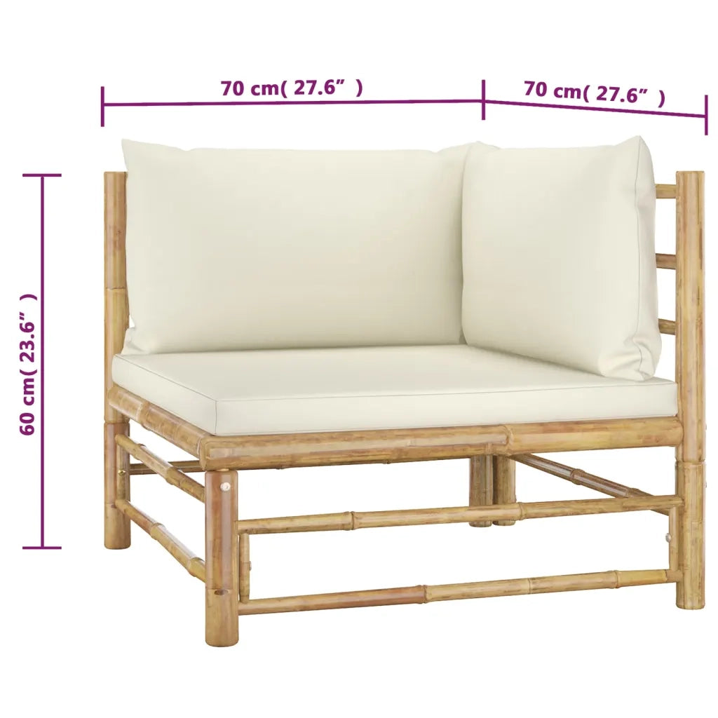 Set Divani da Giardino 2 pz | Set Salotto da Giardino con Cuscini Bianco Crema in Bamb¨´