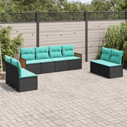 Set Divani da Giardino 8 pz con Cuscini Nero in Polyrattan 3227569