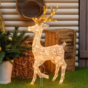 Renna con zampa alzata 3D Light Cream & Brown h 105 cm, 200 led bianco extra caldo