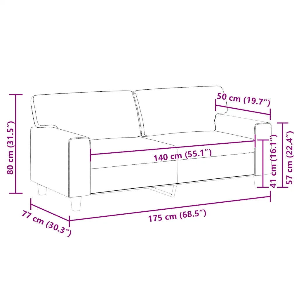 Divano | Divano da soggiorno | Sofa a 2 Posti Grigio 140 cm in Similpelle