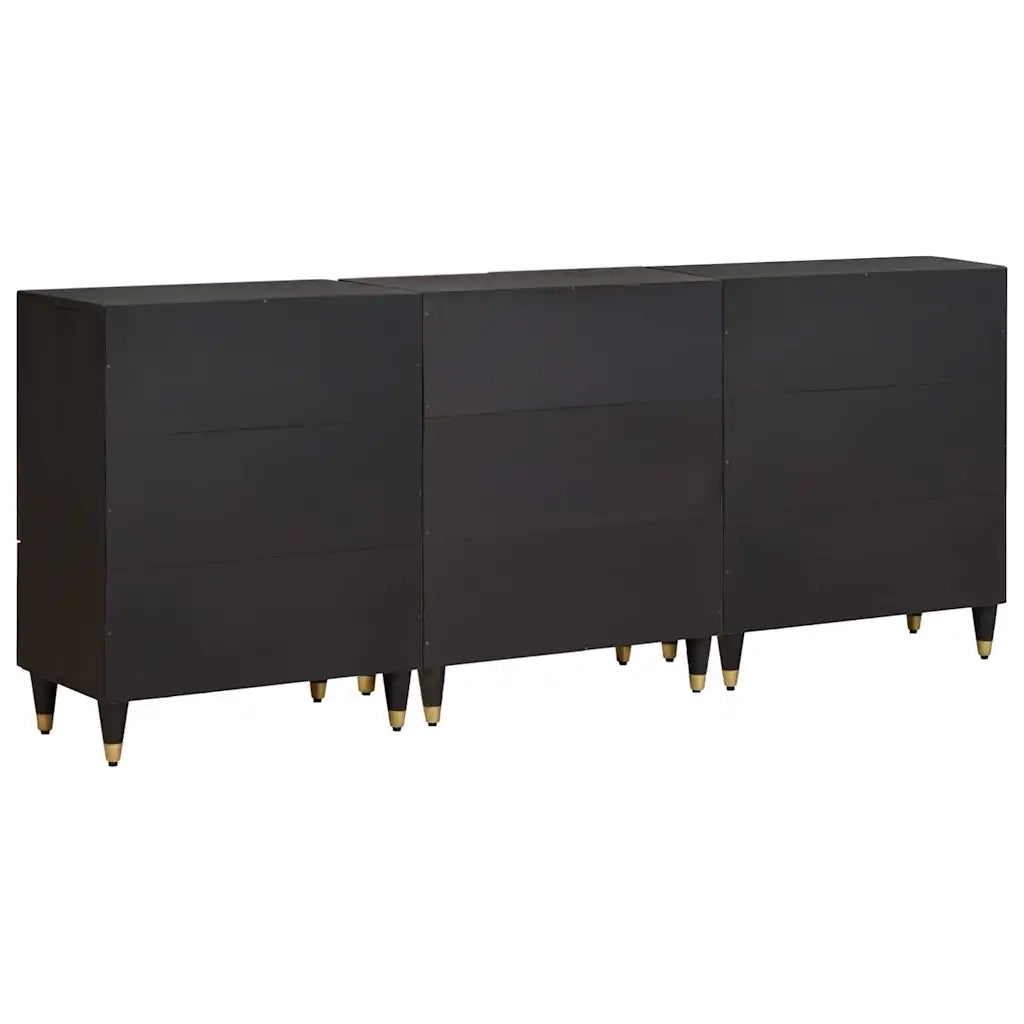 Set di Armadi da Bagno con cassetto 3 pcs Nero 180 x 33 x 75 cm 3310158