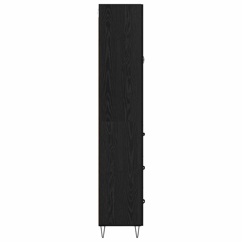 Credenza-Buffet-Armadio da cucina Rovere Nero 69,5 x 34 x 180 cm Legno multistrato 458787
