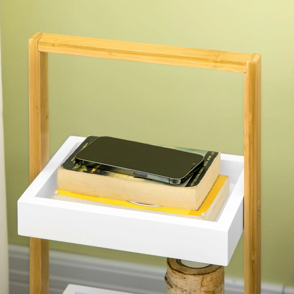 Carrello per Bagno con 3 Cestini e Ruote ¨C Zephmum ¨C Bamb¨´ 28x18x75 cm Bianco