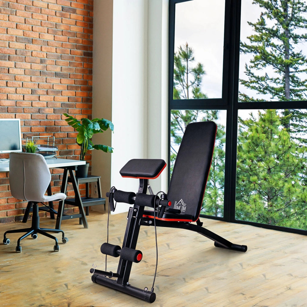 Panca Fitness Pieghevole ¨C Xylo ¨C Multifunzione con Schienale Regolabile a 7 Livelli, Rosso