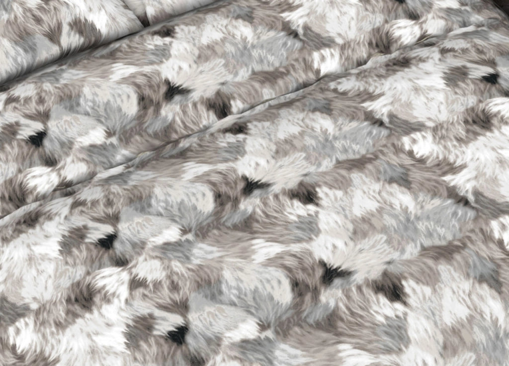 Completo Lenzuola Letto In 100% Cotone Made In Italy Disegni Assortiti C.N - 2 Piazze - Soffice Grigio