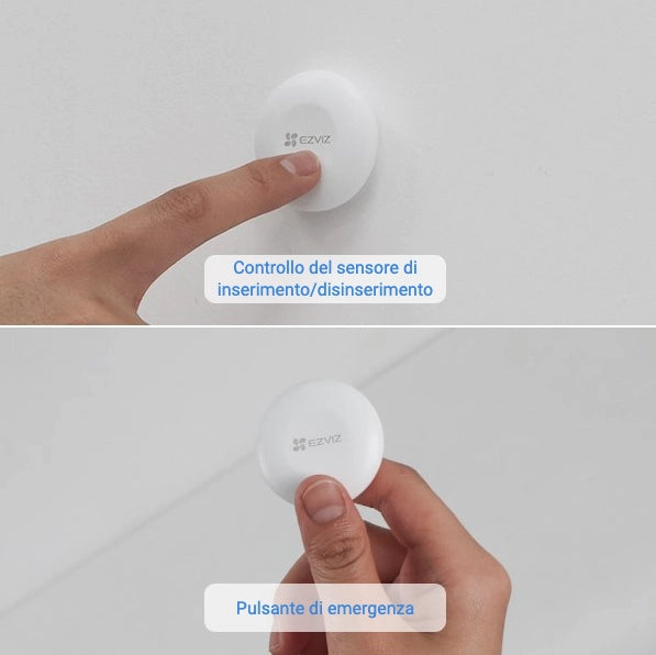 Wireless Pulsante Smart di Controllo.  2 Vie (modalit?† di Armo/Disarmo e di Emergenza). Connessione Zigbee EZVIZ T3C