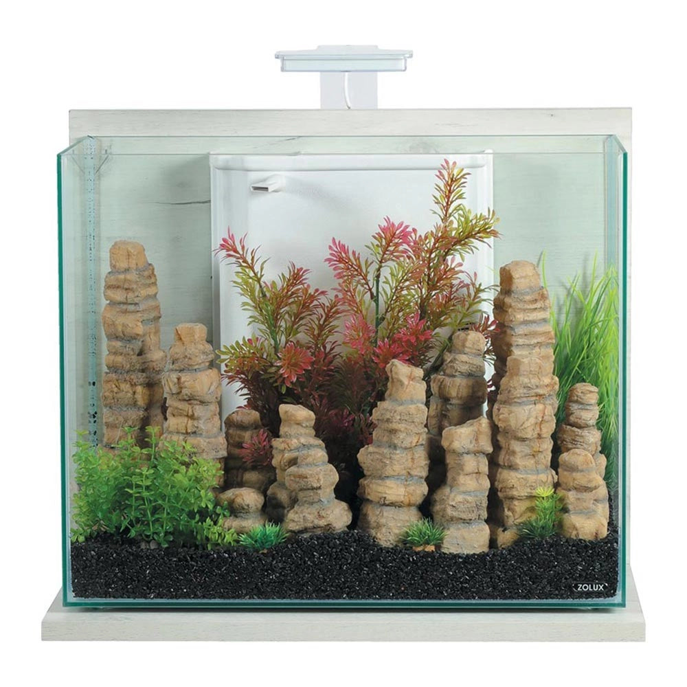Zolux Idro 50 - acquario 50L cm50x25x40h con filtro interno e plafoniera LED Colore: Ceruse Bianco