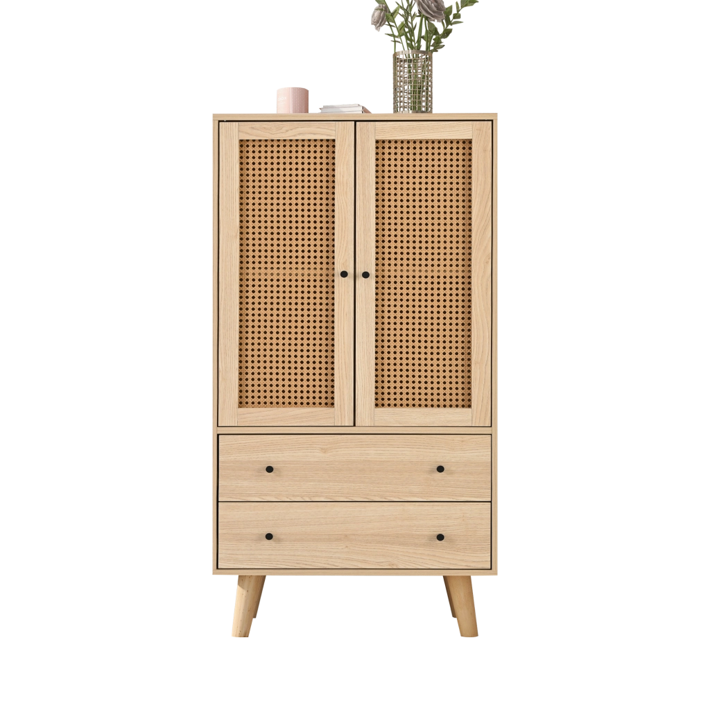 Sideboard moderno 60 cm in rovere con 2 ante e 2 cassetti
