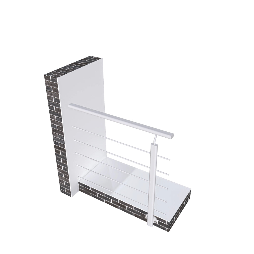 Ringhiera Balaustra in Alluminio Argento Opaco 100x100cm a Fissaggio a Parete, con supporto di collegamento a Parete