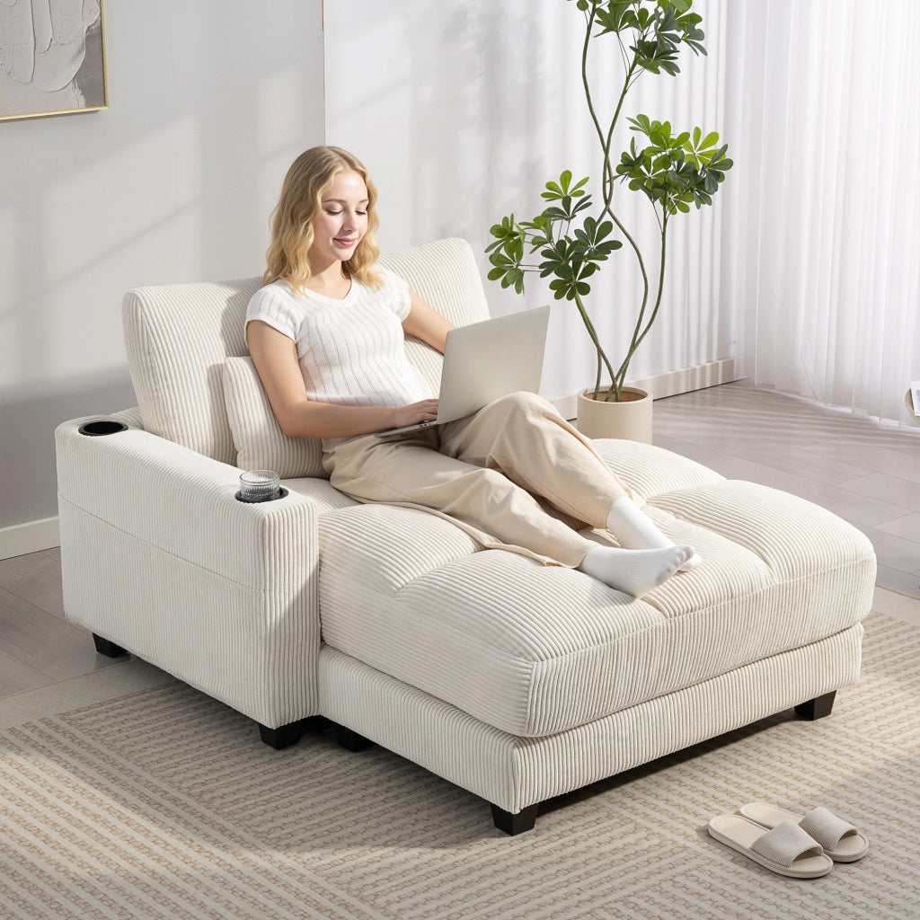 Divano letto con cuscini e portabicchieri - Xylo - crema bianco