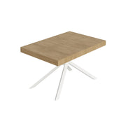 Tavolo Allungabile 120-204x80x74 cm Niket Quercia Natura Gambe Bianche