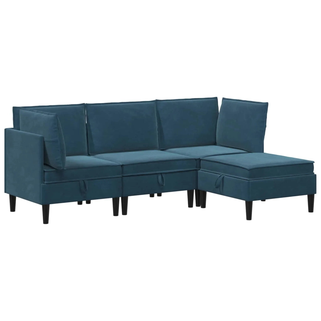 Set di mobili per il soggiorno con cuscino 4 pcs Blu Velluto 3413770