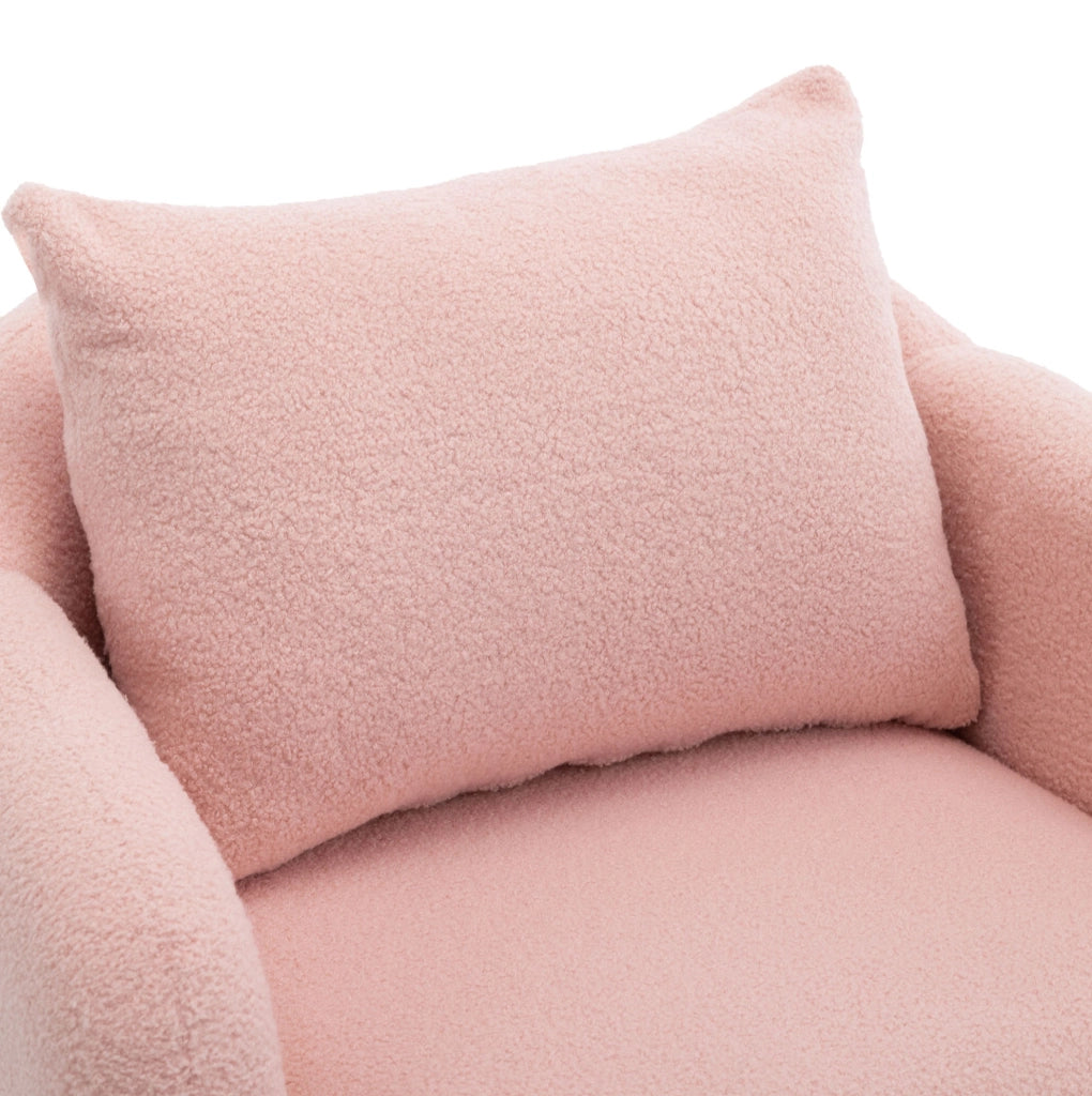 Poltrona 1 posto con cuscino di sostegno in tessuto teddy rosa
