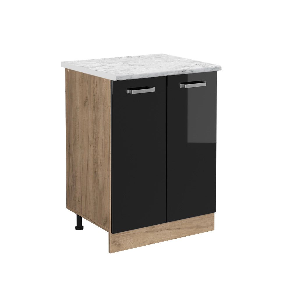 Vicco Mobiletto base cucina Nero lucido 60 cm PL Marmo