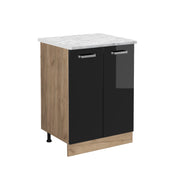Vicco Mobiletto base cucina Nero lucido 60 cm PL Marmo
