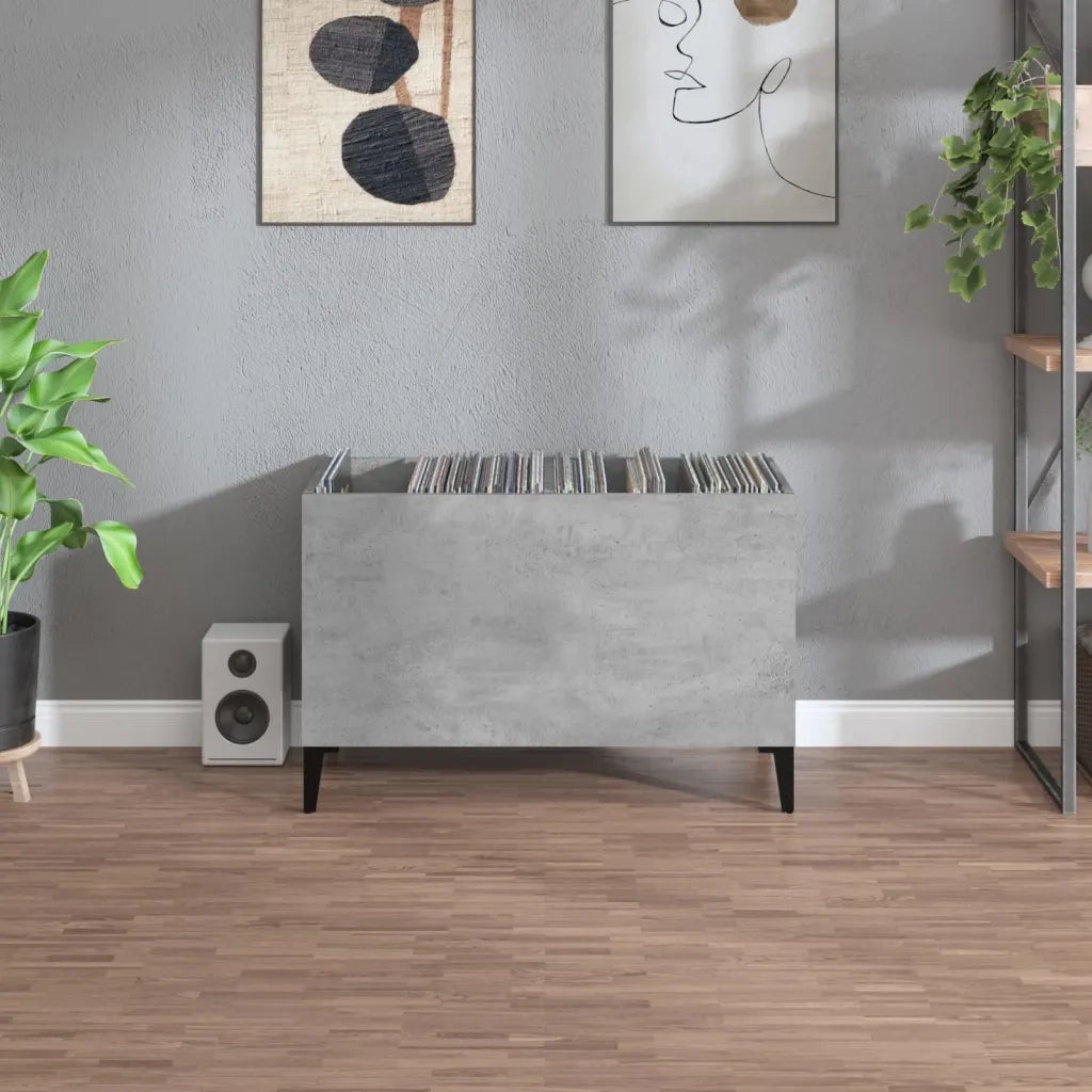 Mobile Porta Dischi Grigio Cemento 74,5x38x48 Legno Multistrato 831969