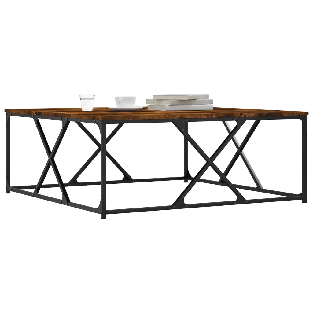 Tavolino da Salotto Rovere Fumo 100x100x40 cm Legno Multistrato 835366
