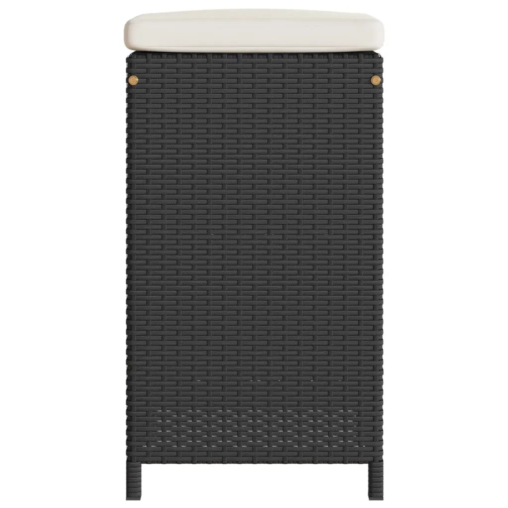 Sgabelli da Bar con Cuscini 4 pz Neri in Polyrattan 368689