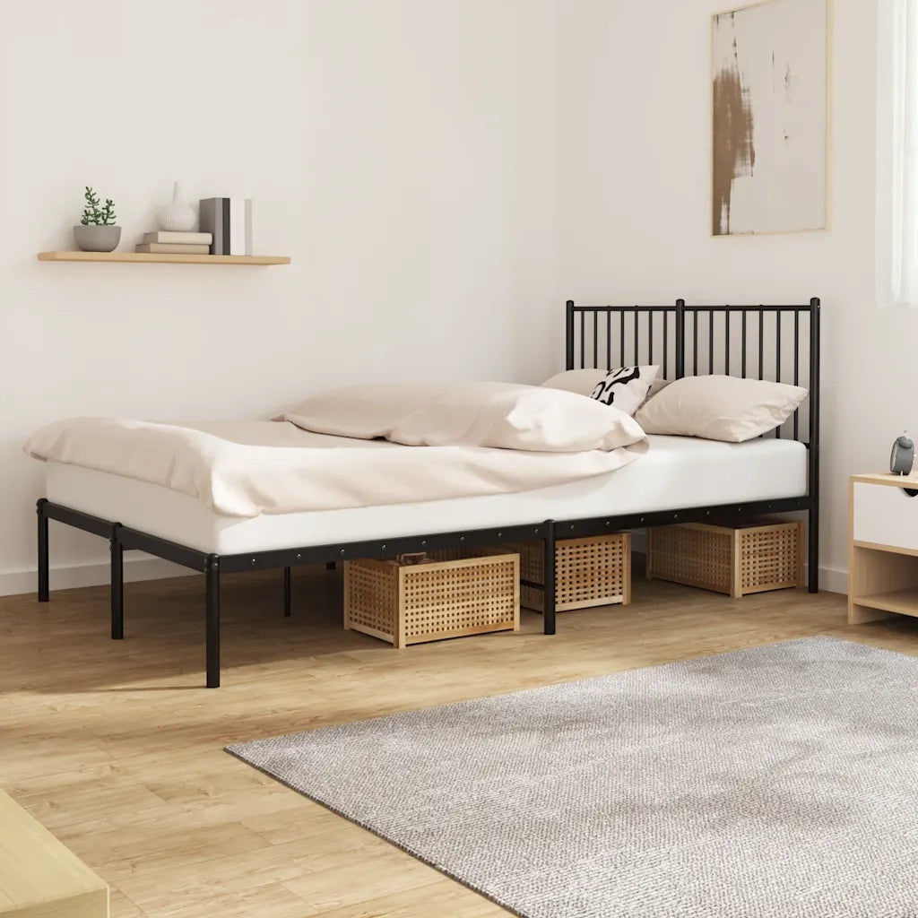 Letto matrimoniale | Letto per adulti | Giroletto con Testiera in Metallo Nero 120x190 cm
