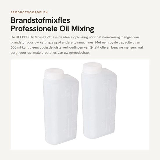Mengfles per 2-tak - 600ML - Professionale plastica in nylon - Alta precisione - Adatto per sega a catena - Progettato per la durata - Contenitore per miscela carburante
