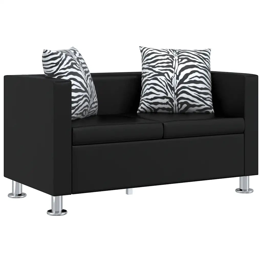 Set Divani a 3 e a 2 Posti in Similpelle Nero 272178