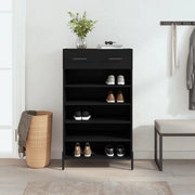 Scarpiera-Scaffale per scarpe Nera 60x35x105 cm in Legno Multistrato 931204