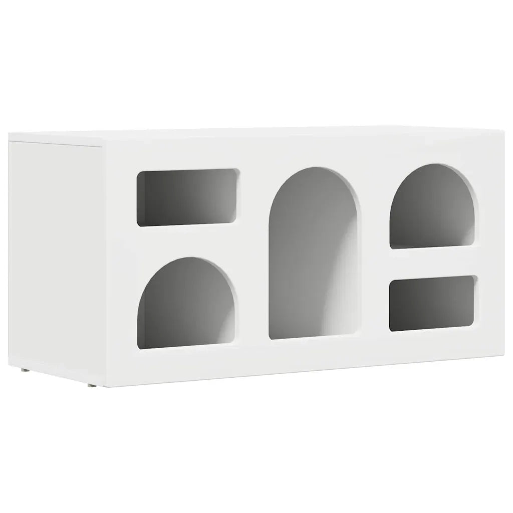 Mobile porta TV moderno con 5 ripiani ideale per soggiorno o camera da letto 80 x 35 x 40 cm in legno composito bianco 02_0054764