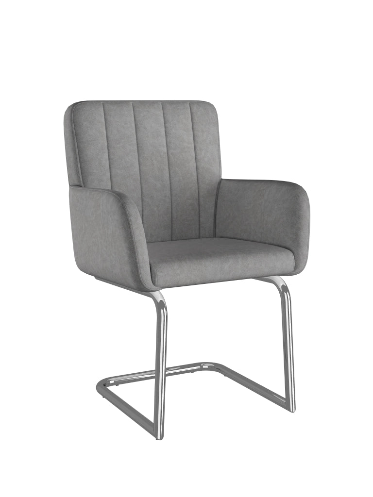 Set 2 Sedie da Pranzo Imbottite ¨C MINIMAL ¨C Struttura Metallo, Similpelle Grigio