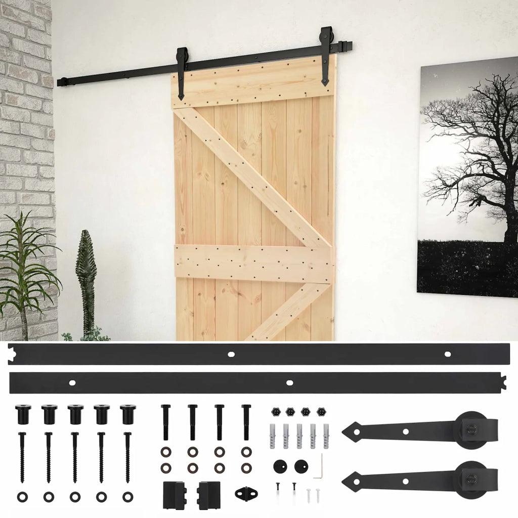 Porta scorrevole Naturale e Nero 100 x 210 cm 3444865