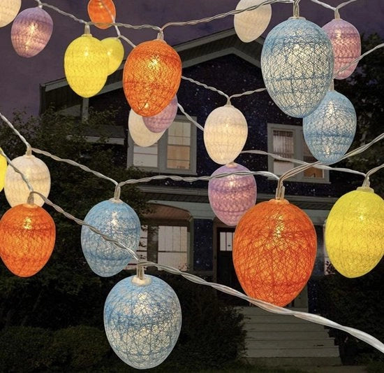Luminaria LED a forma di uovo - 10 lampioncini LED - 1,5 metro - Illuminazione di atmosfera per Pasqua - Classe di efficienza A++