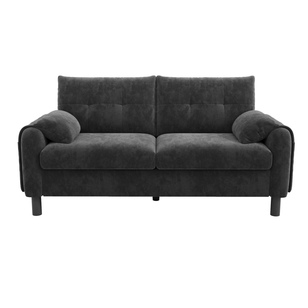 Divano 2 Posti in Tessuto Chenille con Cuscini Morbidi ¨C MINIMAL ¨C Grigio