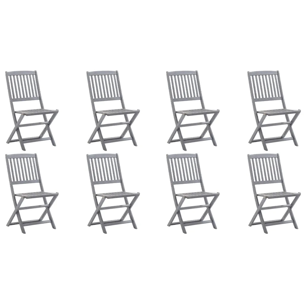 Sedie da Giardino Pieghevoli 8 pz con Cuscini Massello Acacia 3078308