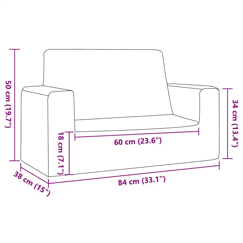 Divano | Divano da soggiorno | Sofa per Bambini 2 Posti Grigio Chiaro Stelle Morbido Peluche