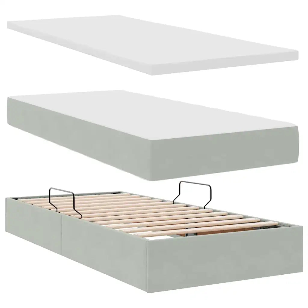 Letto con Contenitore Grigio chiaro 90 x 190 cm Velluto 3370845